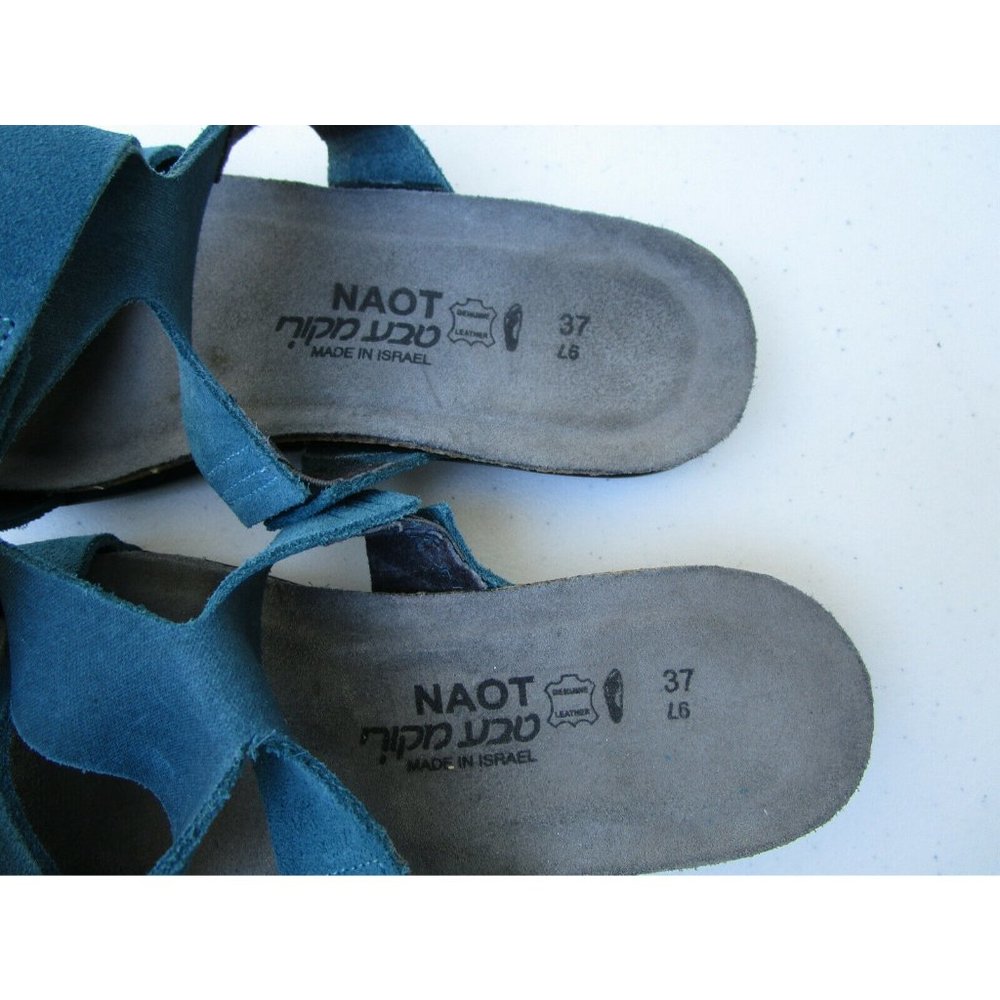 Naot Women's Sandals Blue Leather Ankle Tie Straps Size 6M - Picture 8 of 8
